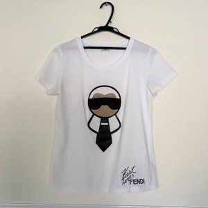 Fendi Tee Karl Lover SZ S White Short Sleeve T-shirt
